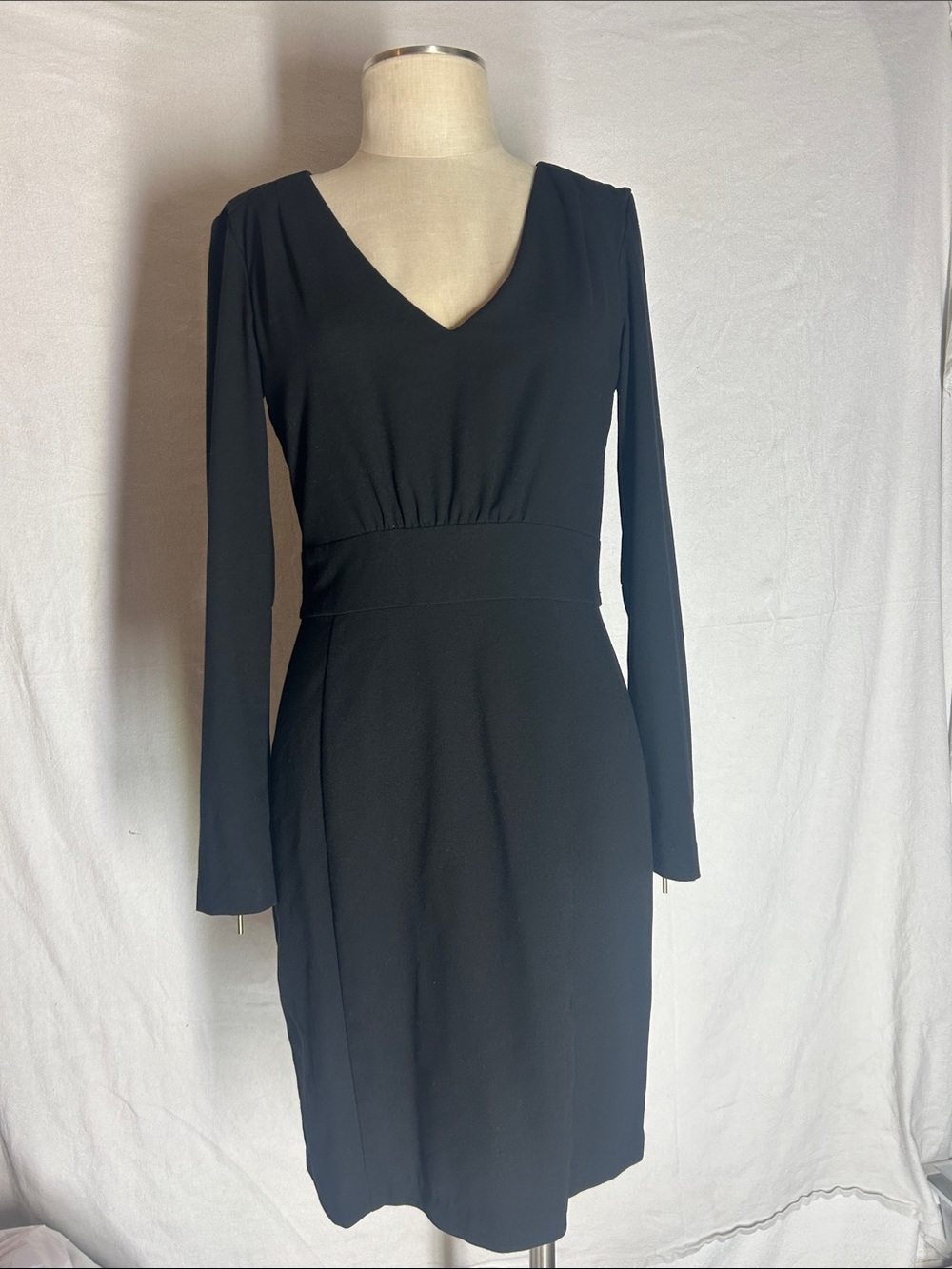 H&M Black V-Neck Long Sleeve Sheath Dress